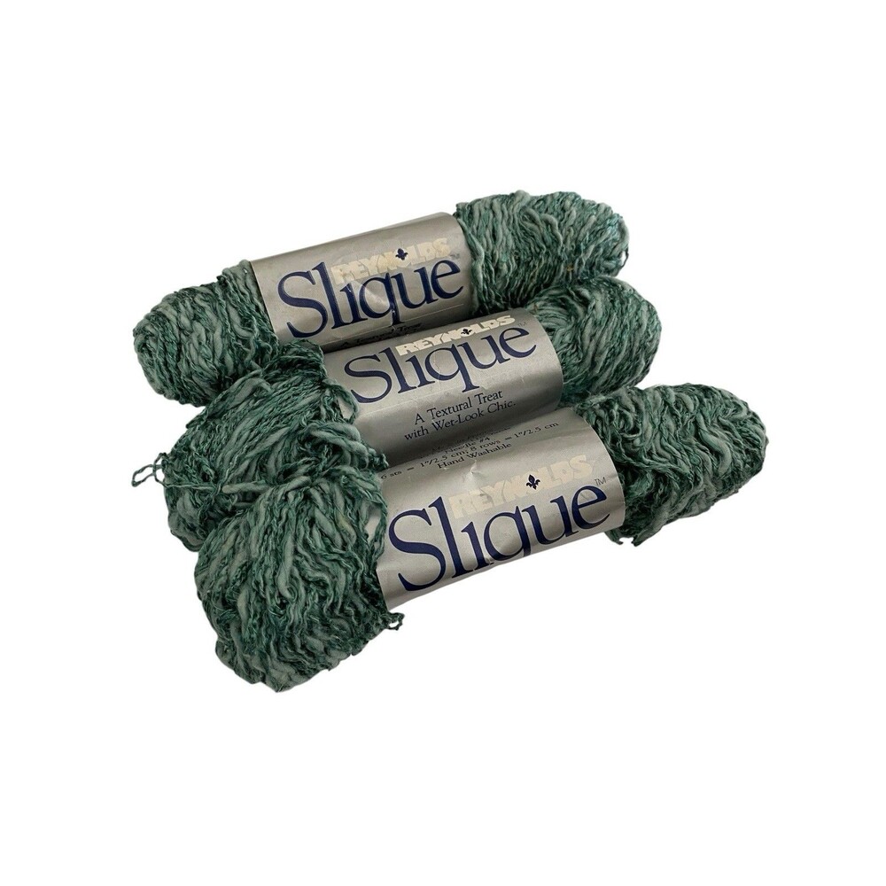 Reynolds Slique Yarn Blue Green Varigated  110 Yd Skeins Cotton Viscose Lot of 3